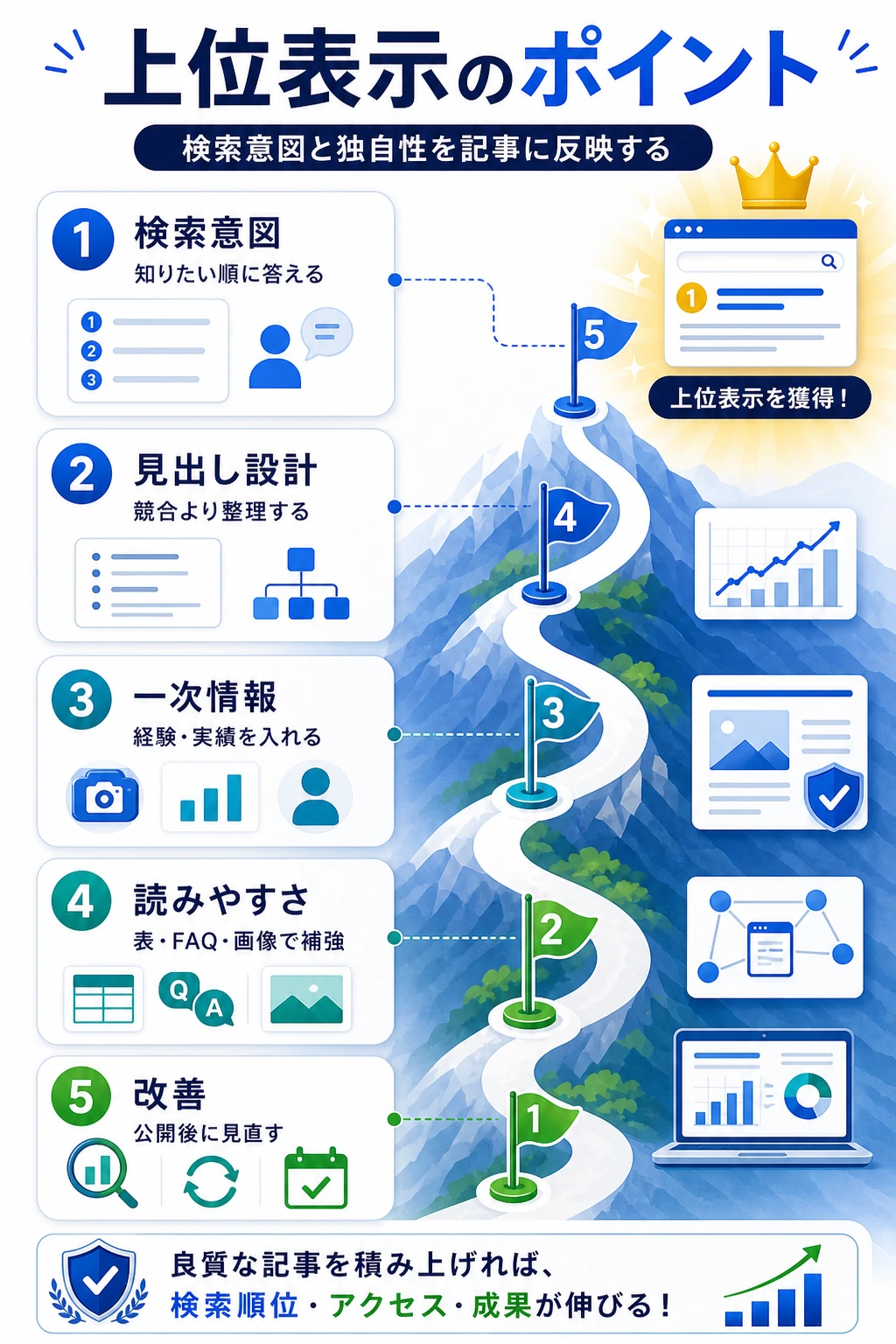 AIブログで上位表示を狙うポイントを整理した図解