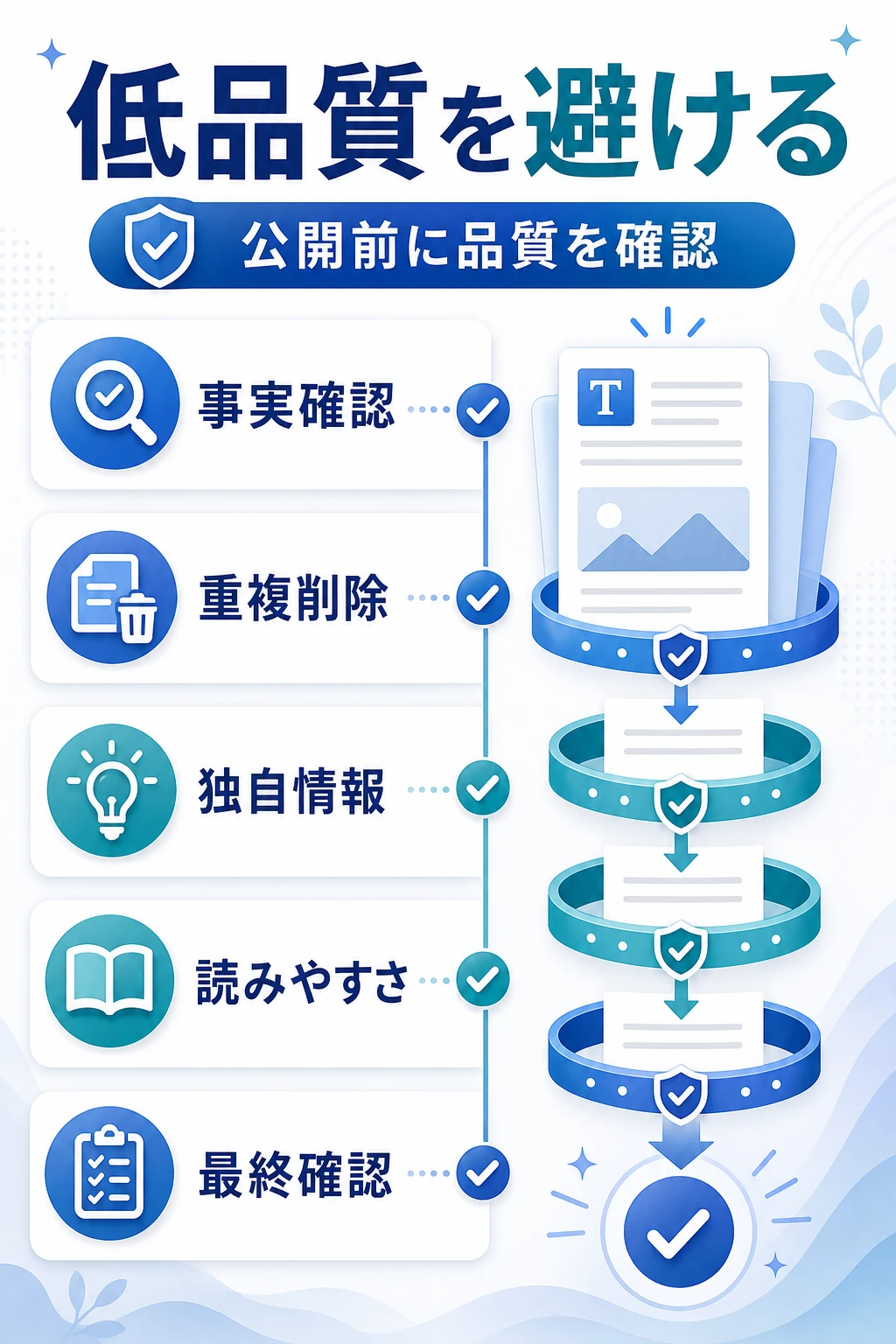 低品質なAI記事を避ける方法を説明する図解