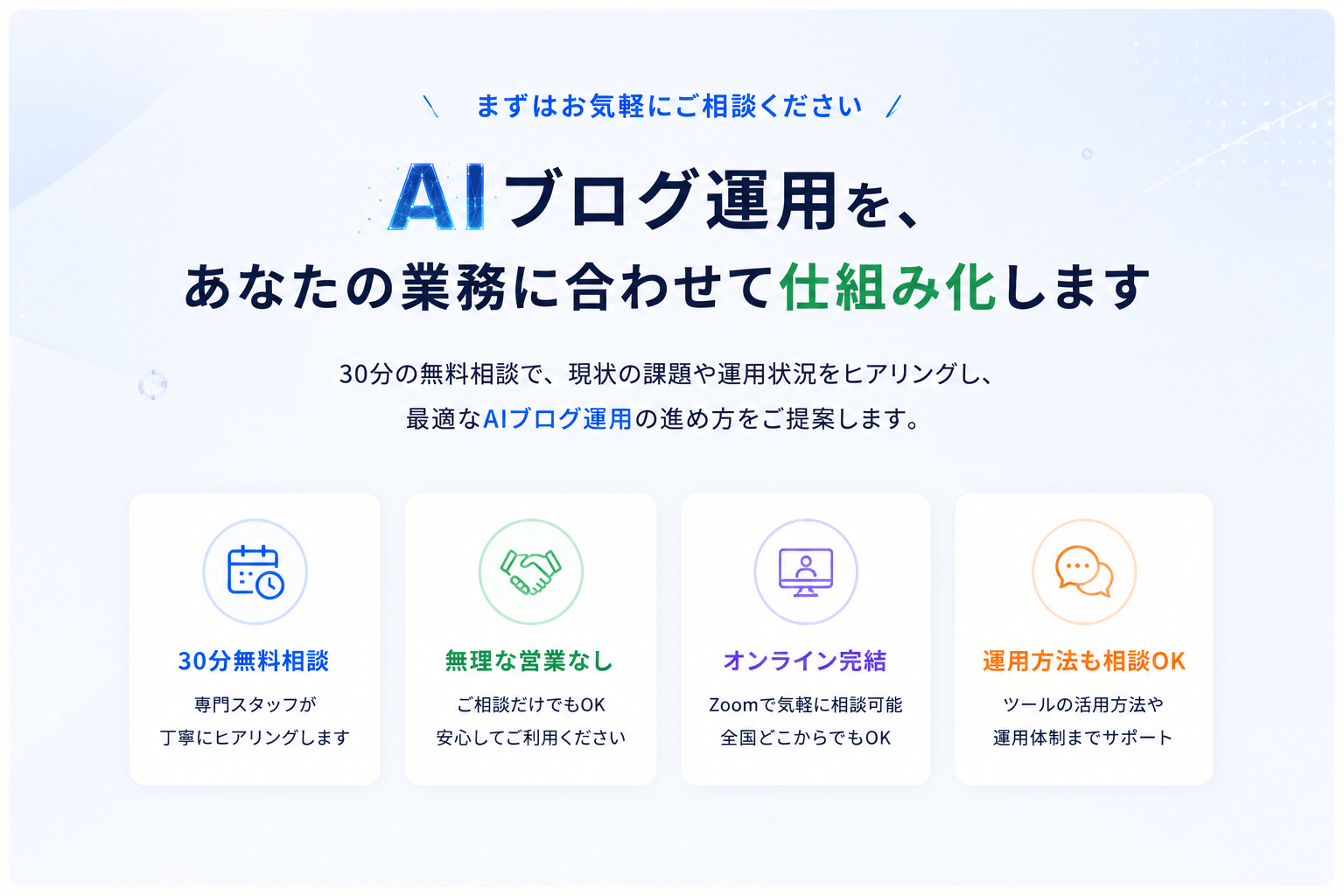 AIブログ運用を自動化するDOT LIFT Blog Systemのお問い合わせ案内