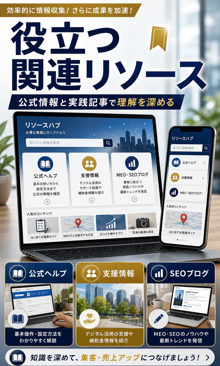 Googleビジネスプロフィール運用に役立つ関連リソースを示す画像
