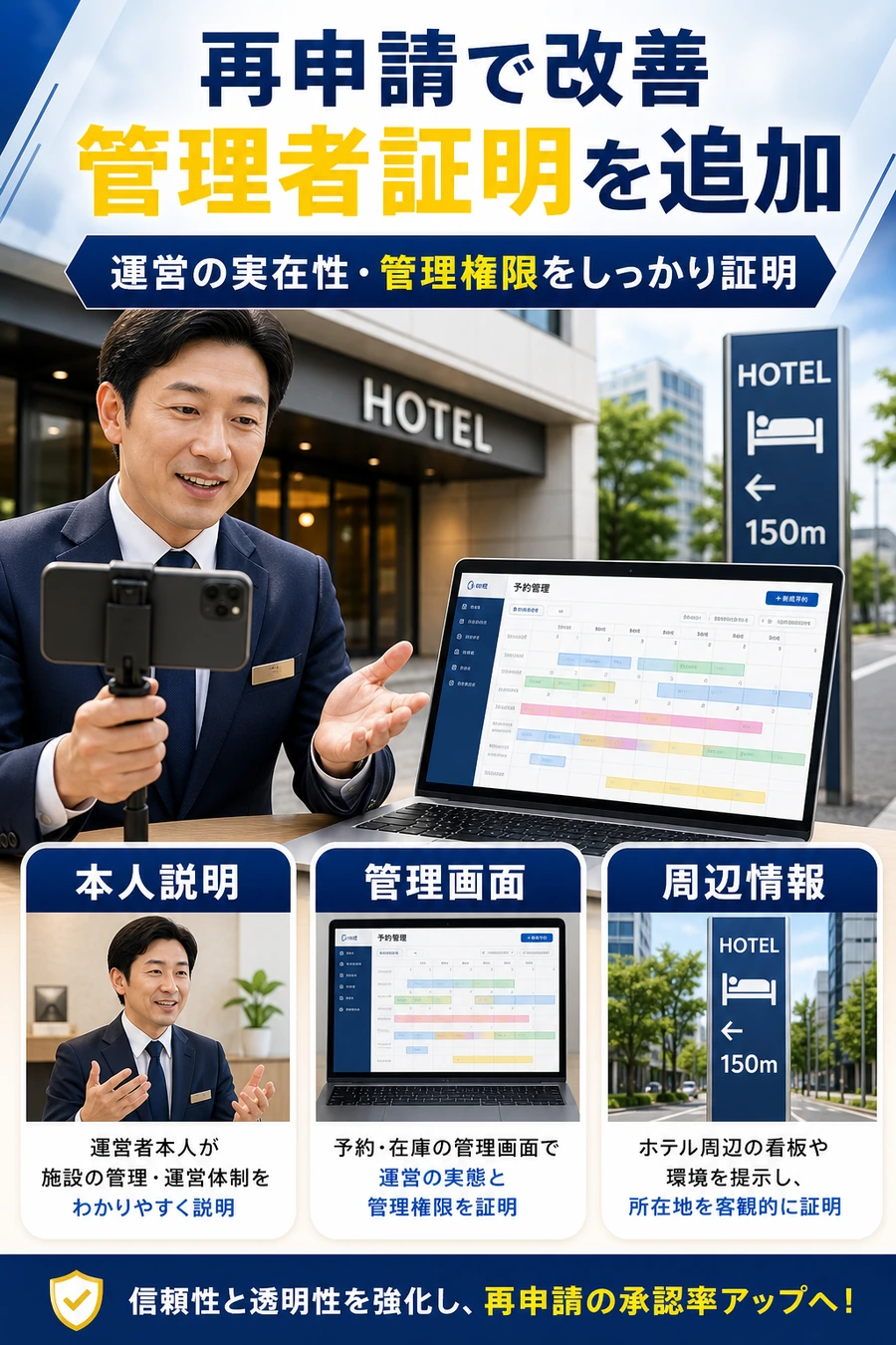 Googleビジネス動画認証の再申請で管理者証明を追加したことを示す画像