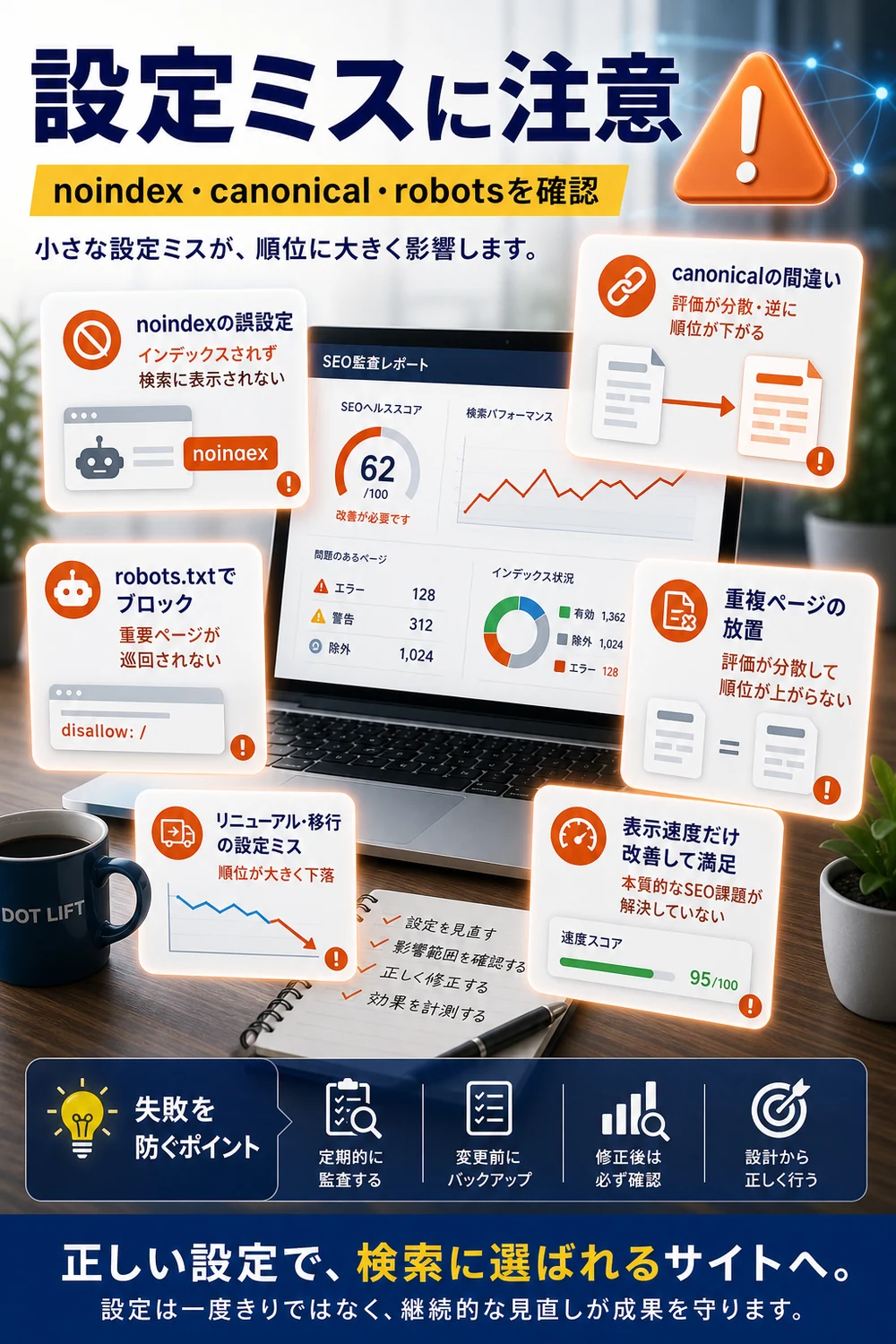 よくある失敗例のH2本文をもとに写真合成で表現したDOT LIFTの記事内画像
