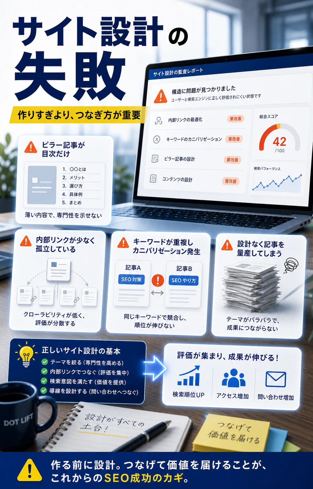 よくある失敗例のH2本文をもとに写真合成で表現したDOT LIFTの記事内画像