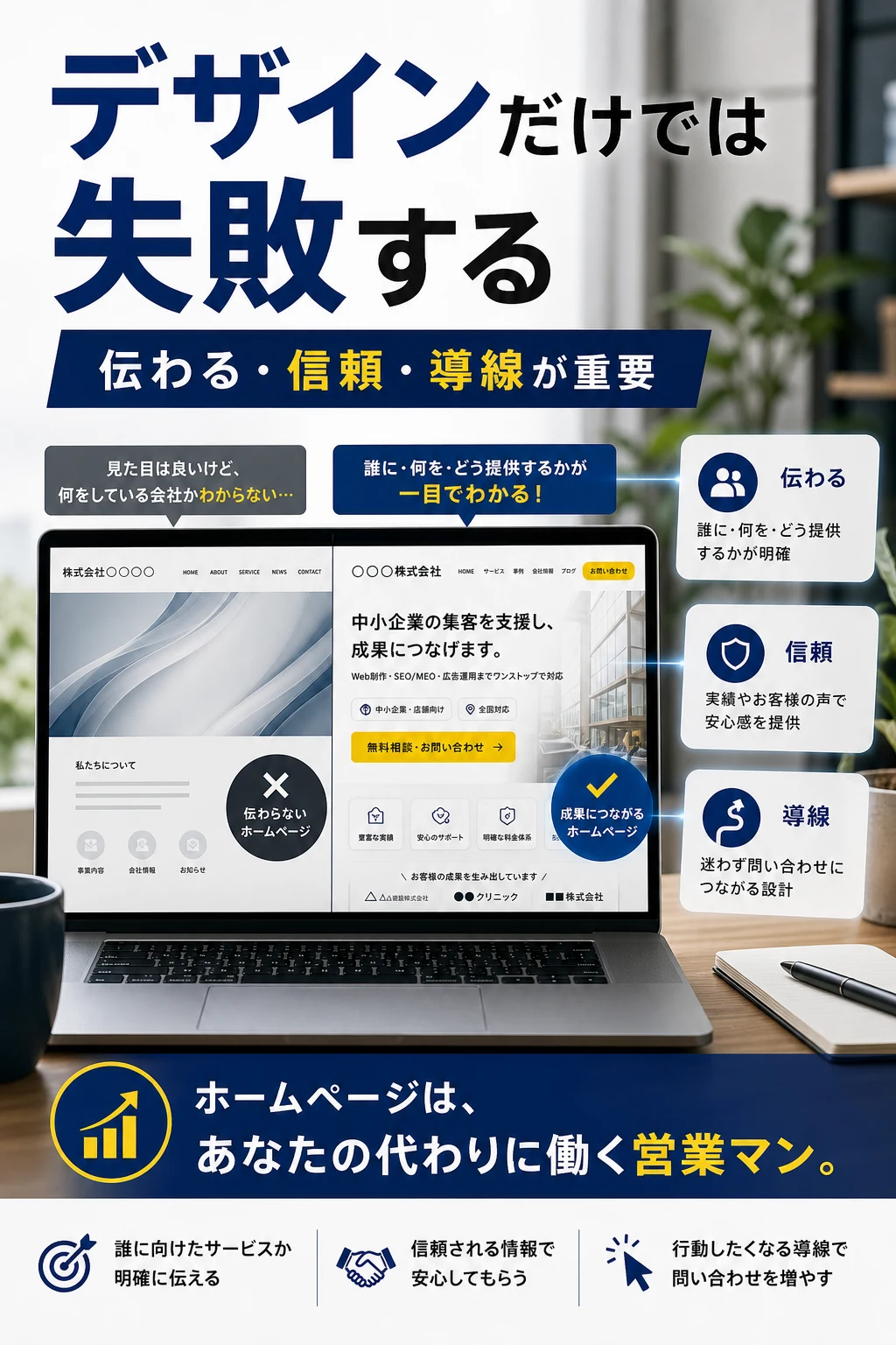ホームページが失敗する理由はデザインだけではないことを解説する記事内画像