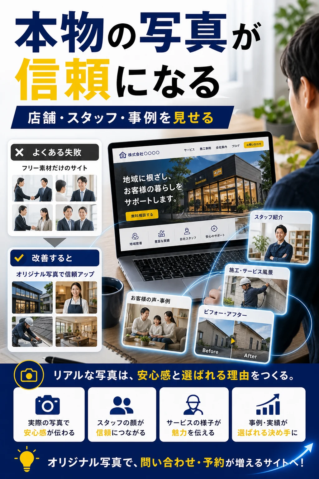 写真がフリー素材だらけの失敗例を解説する記事内画像
