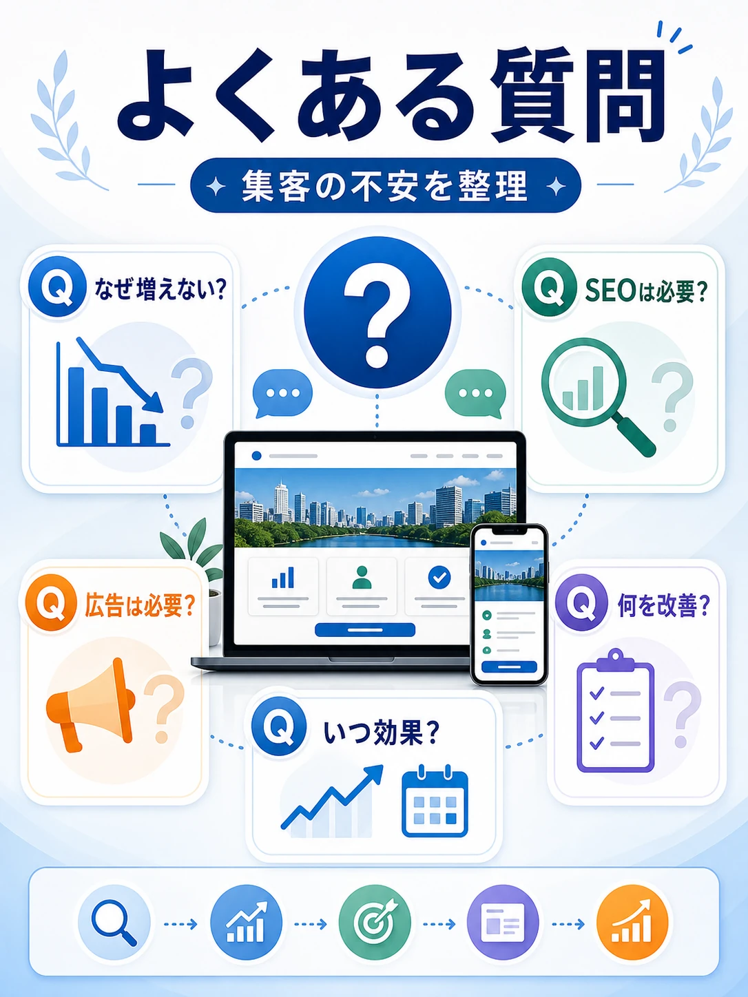 ホームページ集客に関するよくある質問を整理した図解