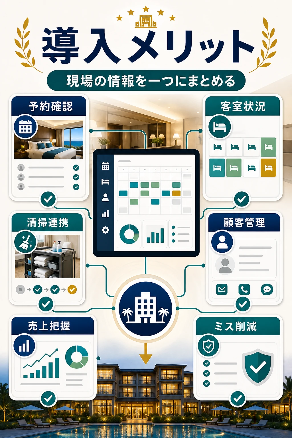 PMS導入メリットを説明する図解