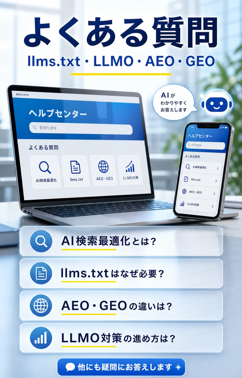 llms.txt・LLMO・AEO・GEOのよくある質問