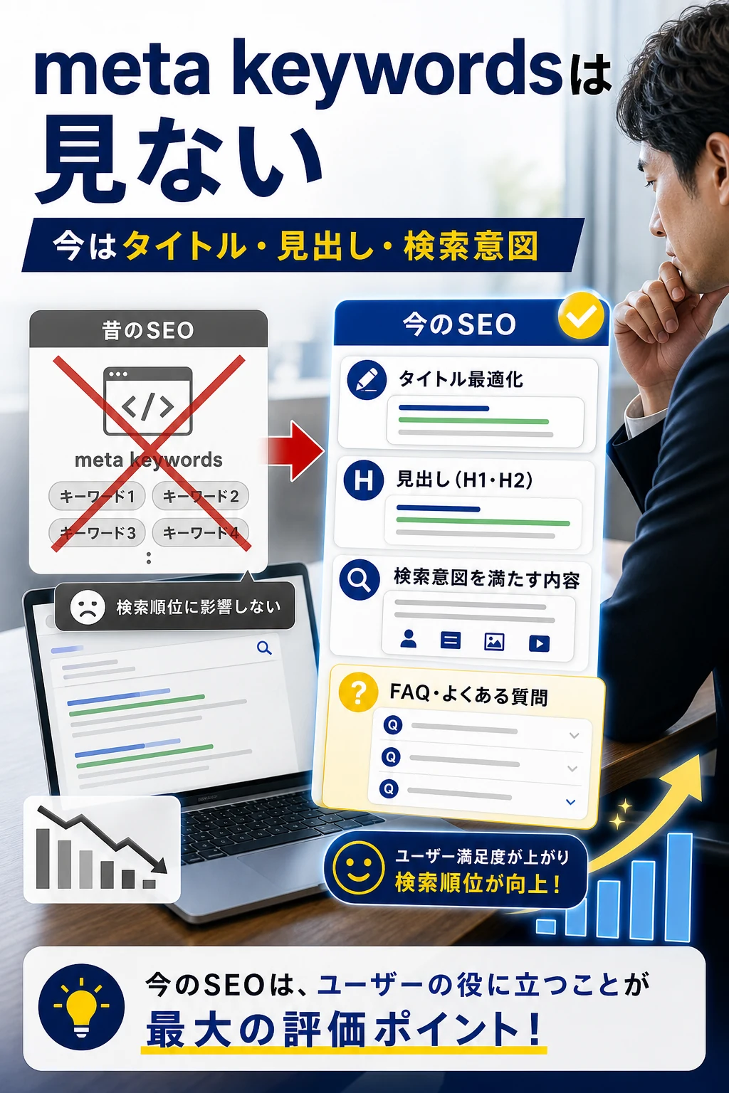 meta keywords設定が意味がなくなったSEO施策であることを解説する記事内画像