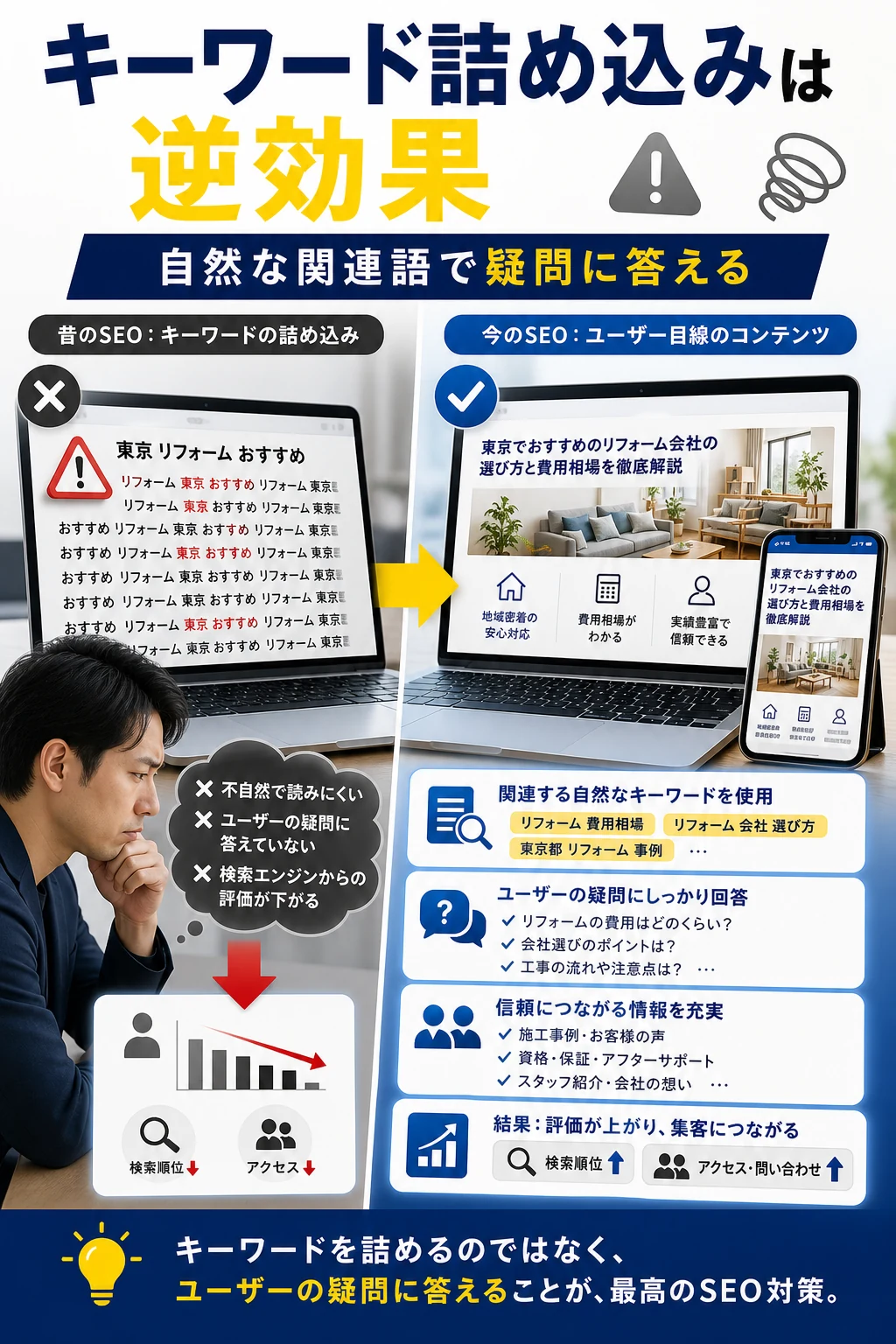 キーワードの詰め込みが意味がなくなったSEO施策であることを解説する記事内画像