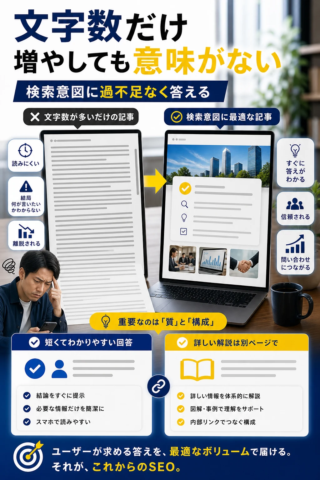 文字数だけ増やすことが意味がなくなったSEO施策であることを解説する記事内画像