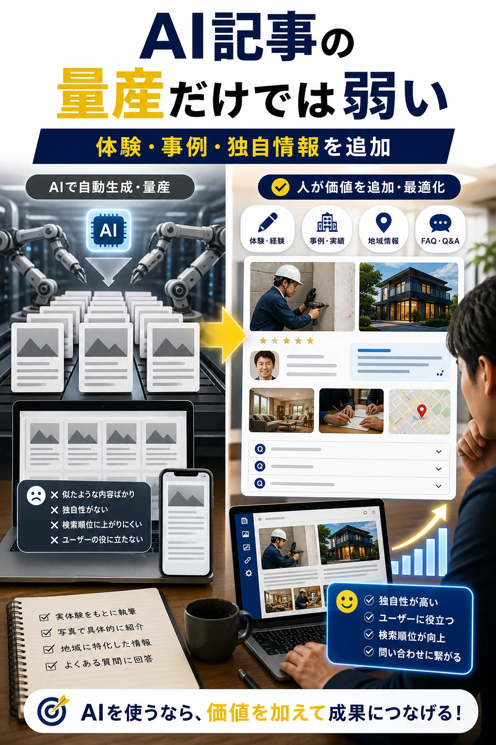 AI記事をそのまま量産することが意味がなくなったSEO施策であることを解説する記事内画像