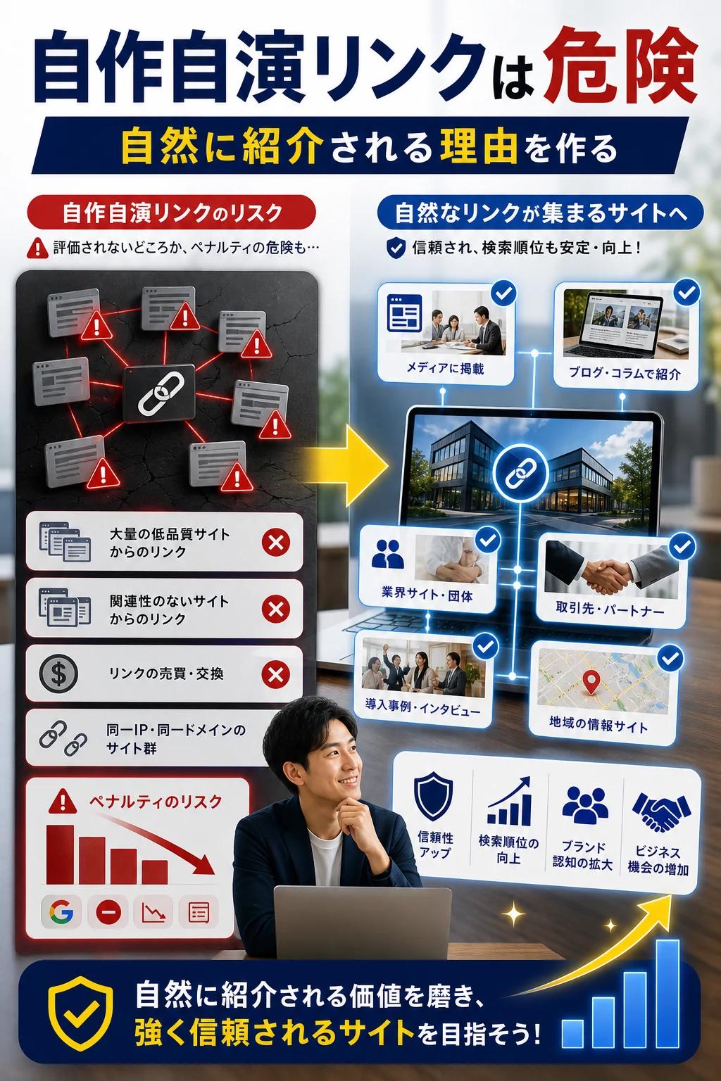 自作自演の被リンクが意味がなくなったSEO施策であることを解説する記事内画像