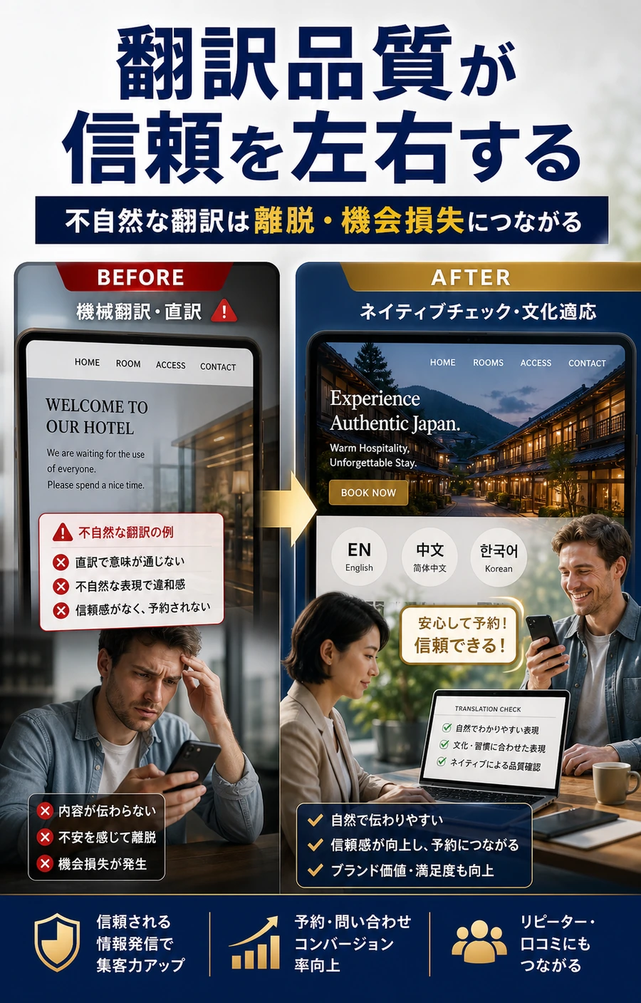 翻訳品質が外国人集客を左右する理由を解説する画像