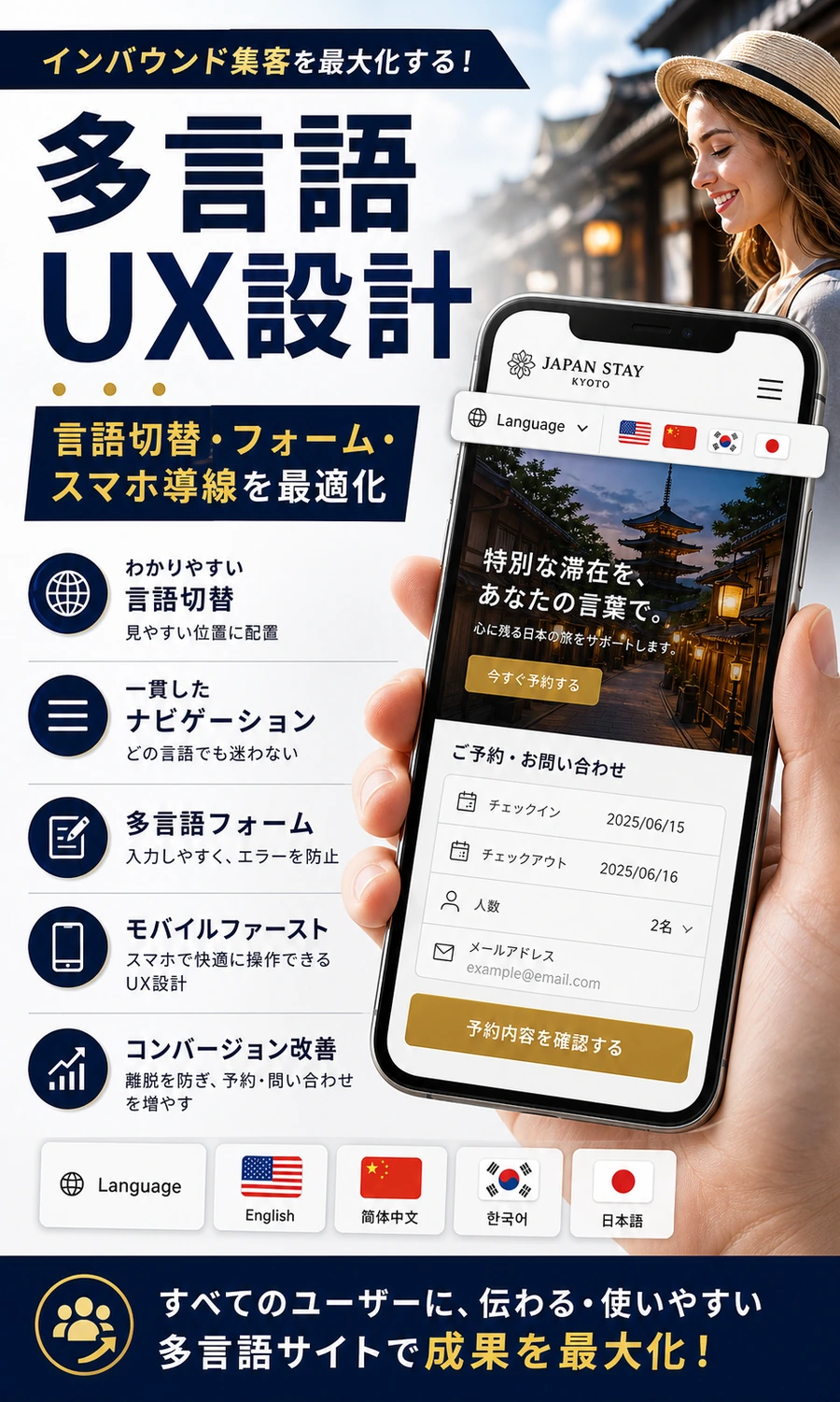 多言語サイトのUX設計で押さえるべきポイントを解説する画像