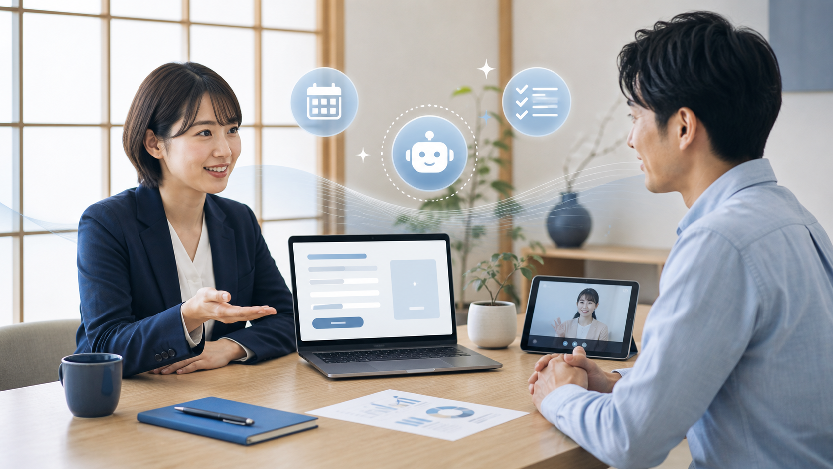 AIブログ運用の無料相談を行うイメージ