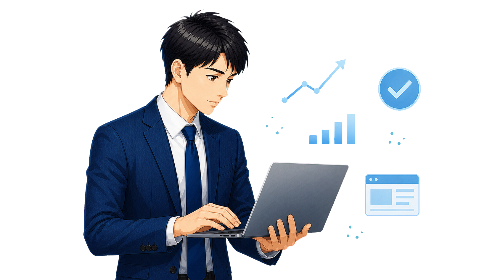 公開後の改善とアクセス解析のイラスト