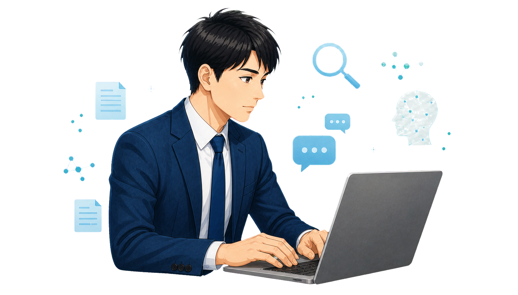 AI検索とLLMO対策のイラスト