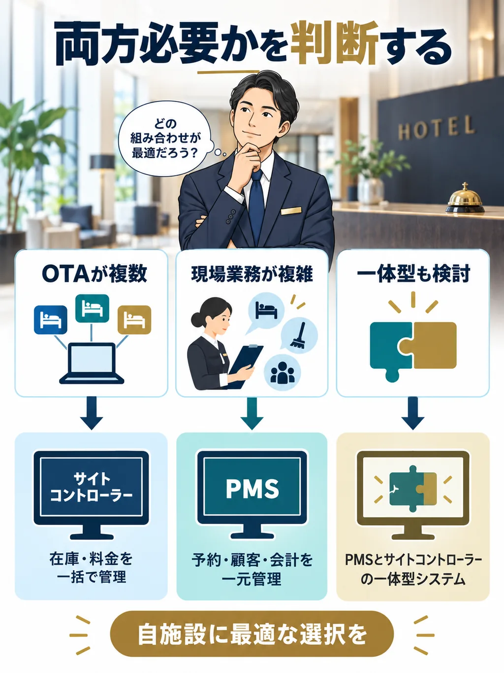 PMSとサイトコントローラーの両方が必要かを判断する図解