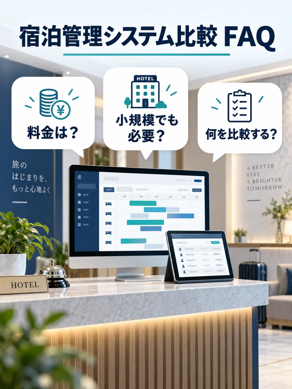 宿泊管理システム比較のよくある質問を示す図解